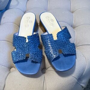 Hermes Blue Woven Sandals